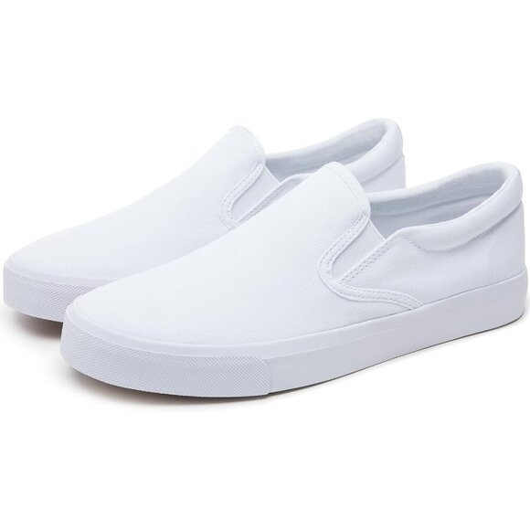 〽️Closed Toe Loafers Sneakers Men\'s White Canvas Slip On Lightweight Soft Sole main image 3